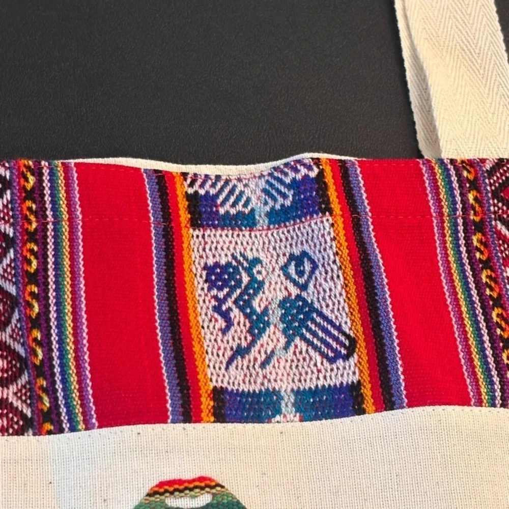 Arequipa‎ Peru Embroidered Beige Canvas Tote Bag NWOT